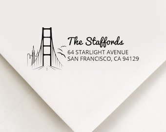 San Francisco Return Address Stamp, Golden Gate Bridge Self Inking State Address Stamp, Wedding Stamp, Housewarming Gift, Realtor Gifts