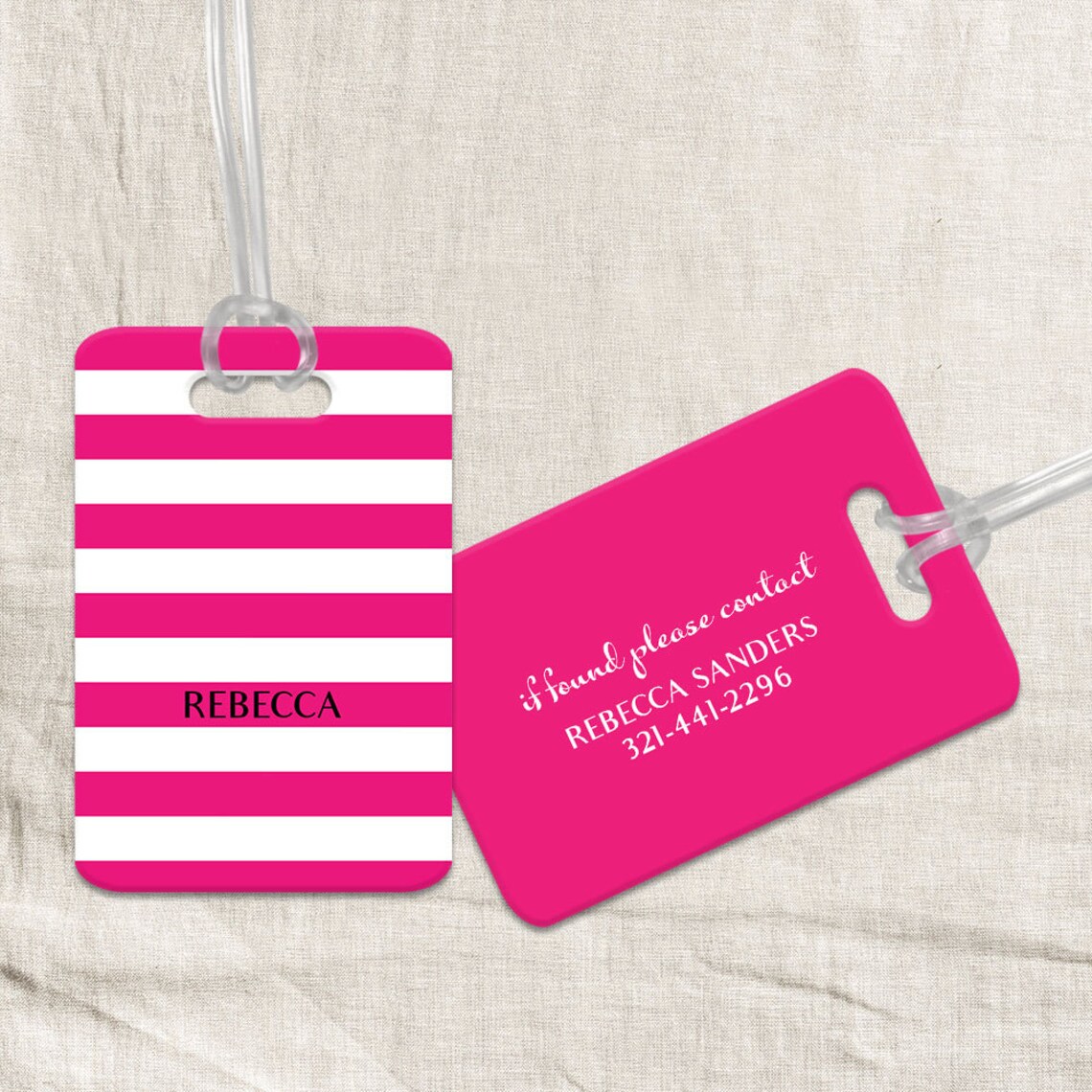 Hot Pink Luggage Tag Custom Metal Luggage Tag Personalized Etsy