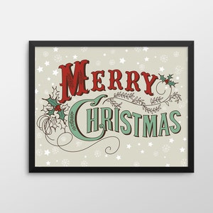 Christmas Printable Art, Merry Christmas Wall Art, Christmas Decor, Christmas Print, Merry Christmas Holiday Decor Sign