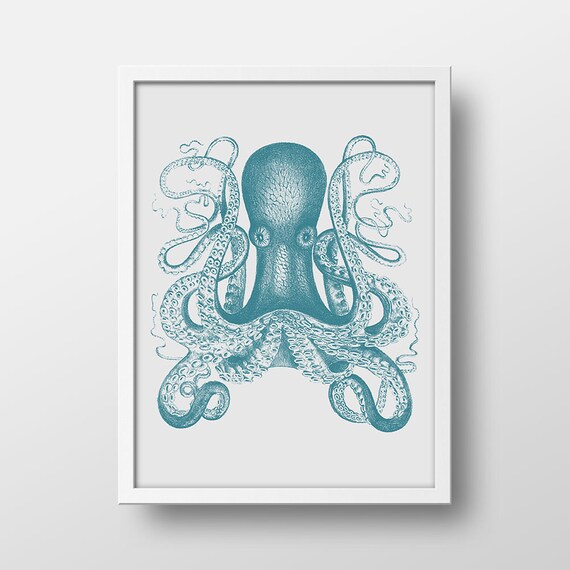 Nautical Octopus Printable Art Print - Oceanic Art Print - Beach House Decor - Home Decor 8x10 - Instant Download - Octopus Print Il_570xn
