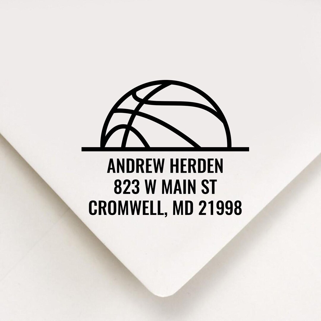 Personalized Basketball Address Stamp, Custom Self Inking Return ...