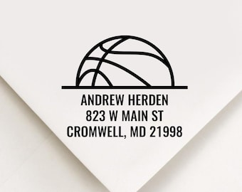 Personalized Basketball Address Stamp, Custom Self Inking Return Address Stamp, Coach Gift, Basketball Player Stamp, Sports Stationery Stamp