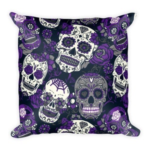 18x18 Skull Halloween Pillow Halloween Decorations Halloween Decor Spooky Pillow Creepy Decor Halloween Pillow Cover Skull Decor image 2