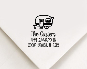 Happy Camper Return Address Stamp, Custom Stamp, Self Inking Stamp, Camper Address Stamp Custom Address Stamp Housewarming Gift Realtor Gift