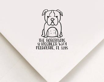 Bulldog Return Address Stamp, Custom Stamp, Self Inking Stamp, Bulldog Address Stamp, Custom Address Stamp, Housewarming Gift, Realtor Gift