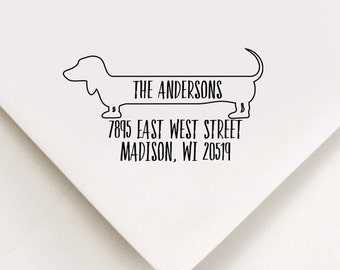 Dachshund Return Address Stamp, Custom Stamp, Self Inking Stamp, Doxie Address Stamp, Custom Address Stamp, Housewarming Gift, Realtor Gift