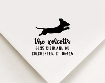 Dachshund Return Address Stamp, Doxie Stamp, Self Inking Stamp, Wood mounted Rubber Stamp, Gifts for Dog Mom, Housewarming, Realtor Gift