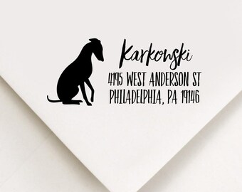 Whippet - Italian Greyhound Return Address Stamp, Custom Stamp, Self Inking Stamp, Whippet Stamp, Whippet Greyhound Gifts Realtor Gifts