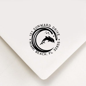 Dolphin Return Address Stamp, Nautical Self Inking Stamp, Dolphin, Ocean, Boater Gifts, Housewarming Gift, New Home Gift, Florida Stamp