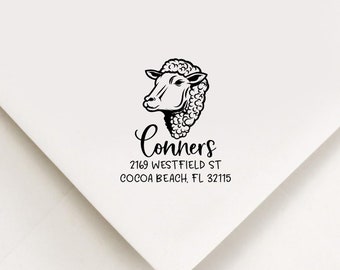 Sheep Return Address Stamp, Custom Stamp, Self Inking Stamp, Sheep Lover Stamp, Farm Address Stamp, Sheep Lover Gift, Sheep Address Stamp