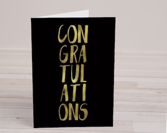 Black and Gold Congratulations Card, Modern Congratulations  Card, Congrats Card, Sleek Greeting Card, Congratulations on your Promotion