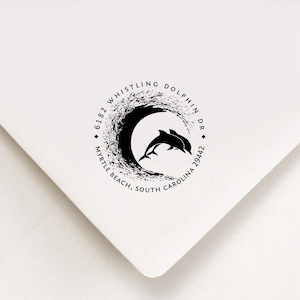 Dolphin Return Address Stamp, Self Inking Stamp, Dolphin Stamp, Ocean Address Stamp, Boater Stamp, Boat Gifts, Nautical Stamp, Dolphin Gift