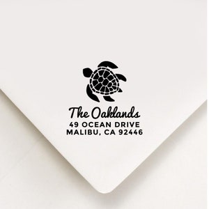 Turtle Address Stamp Personalized Self Inking Stamp Sea Turtles Nautical Beach Florida Stamp Holiday Housewarming Realtor Closing Gifts