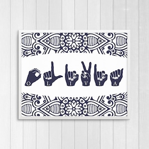 Personalized ASL Gift, ASL Nursery Art Name Print, Custom I Love You Sign Language Print, Gift for the Deaf and Hard of Hearing, ASL gifts