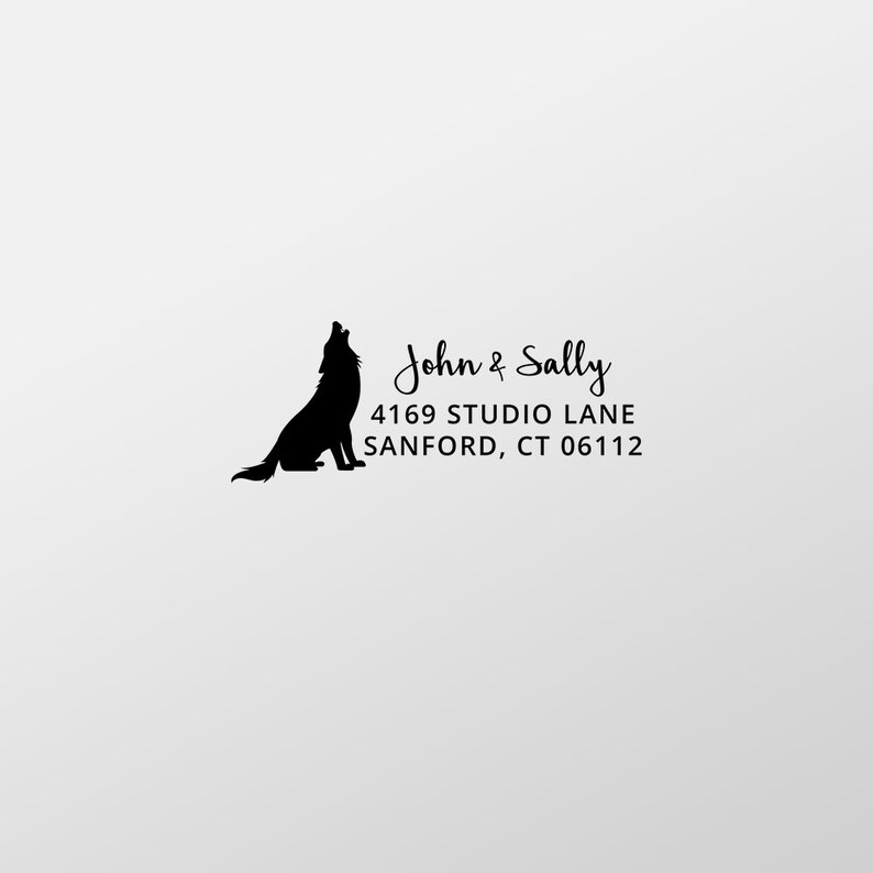 Wolf Return Address Stamp, Custom Stamp, Self Inking Stamp, Wedding Address Stamp, Custom Address Stamp, Housewarming Gift, Realtor Gift image 2