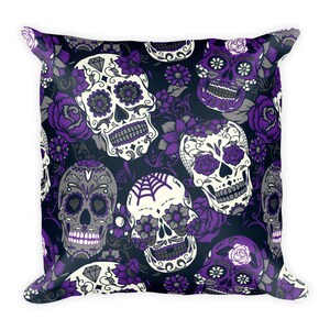 18x18 Skull Halloween Pillow Halloween Decorations Halloween Decor Spooky Pillow Creepy Decor Halloween Pillow Cover Skull Decor image 3