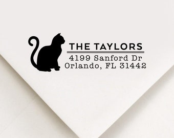 Cat Return Address Stamp, Custom Stamp, Self Inking Stamp, Wedding Address Stamp, Custom Address Stamp, Housewarming Gift, Realtor Gift