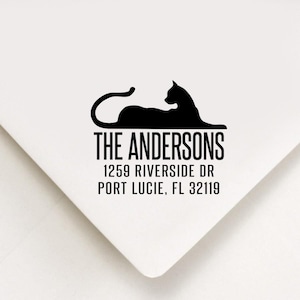 A1345 StampExpression - Black Cat Monogram Custom Return Address Stamp -  Self Inking. Personalized Rubber Stamp with Lines of Text