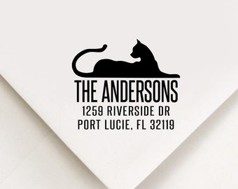 Black Cat Return Address Stamp, Cat Gifts, Self Inking Stamp, Custom Address Stamp Housewarming Gift, Realtor Gift, Crazy Cat Lady Gifts