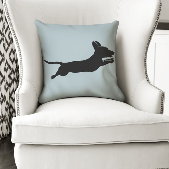 18x18 Leaping Dachshund Pillow Doxie Wiener Dog Couch Throw Pillow