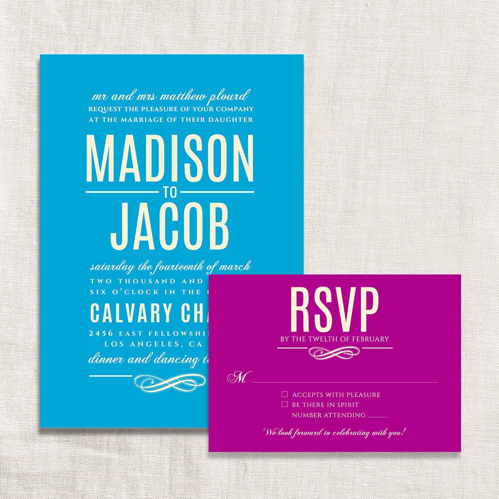 Colorful Custom Digital Wedding Invitation and RSVP Card Etsy