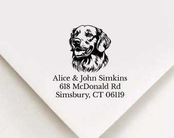 Golden Retriever Address Stamp, Custom Stamp, Self Inking Stamp, Dog Address Stamp, Custom Address Stamp, Housewarming Gift, Realtor Gift
