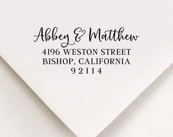 Custom Return Address Stamp, Modern Stamp, Self Inking Stamp, Wedding Calligraphy Stamp, Personalized Housewarming Realtor Closing Gifts