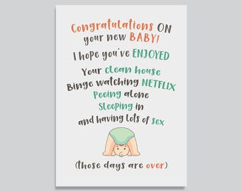 Funny New Baby Card, Card for Pregnant Friend, Funny New Parents Card, Baby Shower Card, Funny Expecting Card, Say Goodbye Card