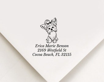 Yorkshire Terrier Return Address Stamp, Custom Stamp, Self Inking Stamp, Yorkie Stamp, Custom Address Stamp, Housewarming Gift, Realtor Gift