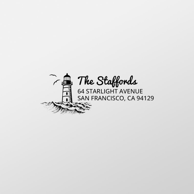 Lighthouse Return Address Stamp, Custom Stamp, Self Inking Stamp, Ocean Stamp, Light House Address Stamp, Coastal Gift, Nautical Stamp image 2