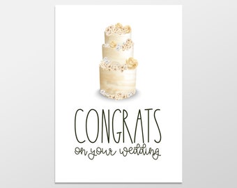 Wedding Card, Congrats on Your Wedding, Wedding Gift, Wedding Greeting Card, Simple Wedding Card, Watercolor Wedding Card