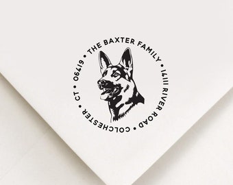 German Shepard Return Address Stamp, Custom Stamp, Self Inking Stamp, Dog Stamp, German Shepard Address Stamp, Canine Stamp, Dog Lover Gifts