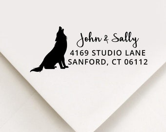 Wolf Return Address Stamp, Custom Stamp, Self Inking Stamp, Wedding Address Stamp, Custom Address Stamp, Housewarming Gift, Realtor Gift