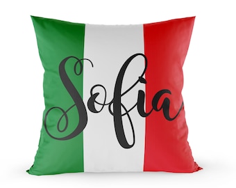 18x18 Personalized Italian Throw Pillow, Dorm Decor, Personalized Pillow, Italian Pillow Cover, College Decor, Dorm Pillows, Italian Decor