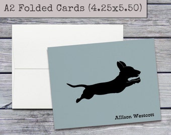 Personalized Stationery Set - Dachshund Stationary - Custom Doxie Stationery, Personalized Notecards Set, Custom Gift, A2 Folded Note Cards