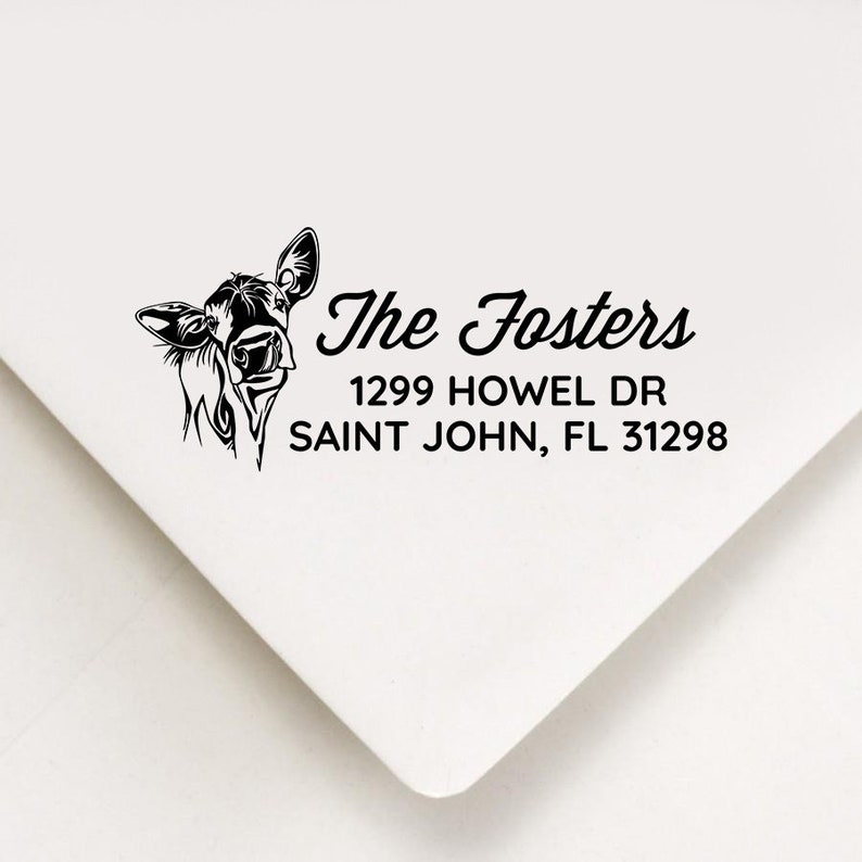 Funny Cow Return Address Stamp, Custom Stamp, Self Inking Stamp, Cattle Stamp, Farm Address Stamp, Farm Stamp, Bovine Lover Gift, Cow Stamp image 1