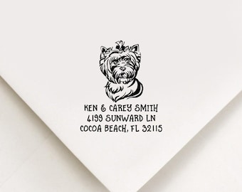 Yorkshire Terrier Return Address Stamp, Custom Stamp, Self Inking Stamp, Yorkie Stamp, Custom Address Stamp, Housewarming Gift, Realtor Gift