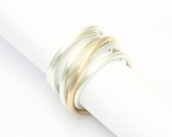 Coiled ring - silver and red gold