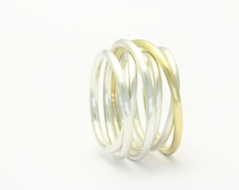 Coiled ring - silver and yellow gold