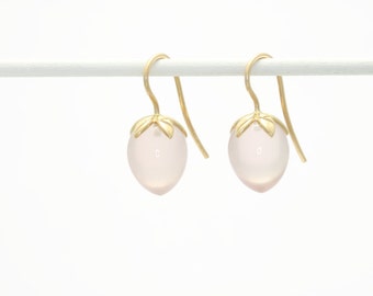 Rose Quartz - rose gold eardrops