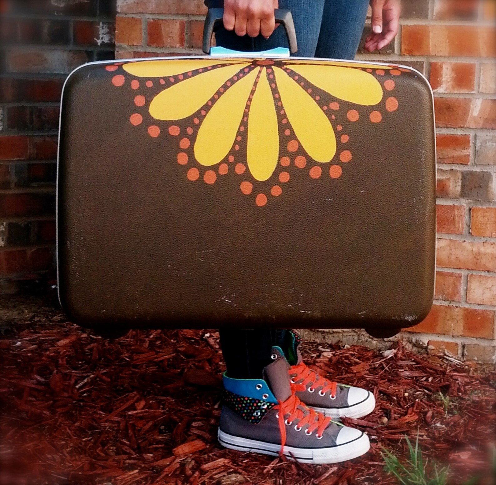 Hand painted Samsonite Luggage Hippie style flowers and Etsy