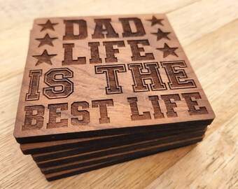 Father's Day coasters Personalized coasters for him Laser engraved coasters Personalized laser engraved gifts for dad personalized gifts