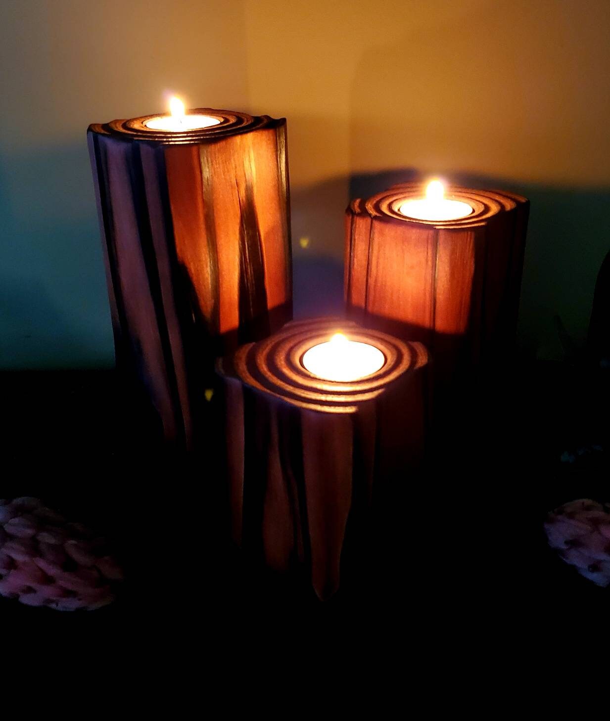 Wood Candle holders Teal Candle Holders Candle Holders Etsy