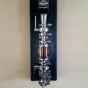 Shou Sugi Ban Liquor Dispenser, Stainless Steel Tri-Clamp, LED Lit