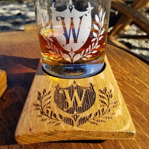 Engraved barrel coaster Bourbon gifts for him Whiskey coaster Engraved whiskey glass Whiskey gift Bourbon gift Birthday gift Groomsman Gift image 4