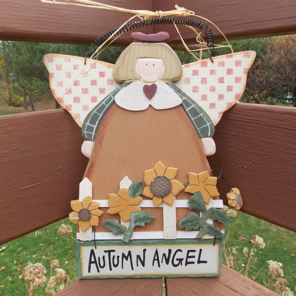Autumn Angel - Home Decor - Wood - Ready to Hang - Fall Decorating