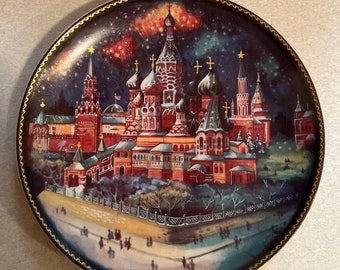 ビンテージ ロシア ゴールド トーン メタル プレート。ソ連。聖