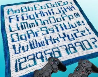 CROCHET PATTERN - Computer Console Alphabet Font Retro - Overlay Mosaic Crochet