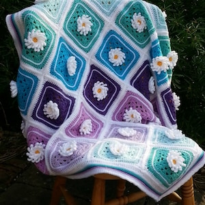 Lazy Daisy Afghan Blanket Throw - Crochet Pattern Tutorial - Instant Digital Download PDF - Easy