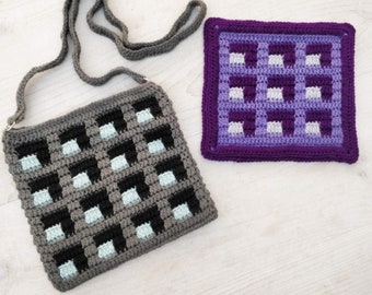 CROCHET PATTERN - Wiffle Waffle - 3D Effect - Overlay Mosaic Crochet - Easy Fun Project - Blanket Cushion Bag Mat